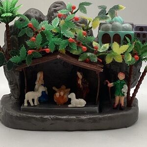 Nativity,Blow Mold,Plastic,Mary,Joseph,Sheep,Manger,Vintage,Hong Kong,Christmas